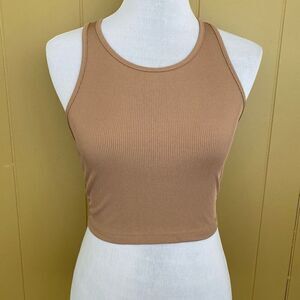 SHEIN women S scoopneck ribbed crop tank top tan